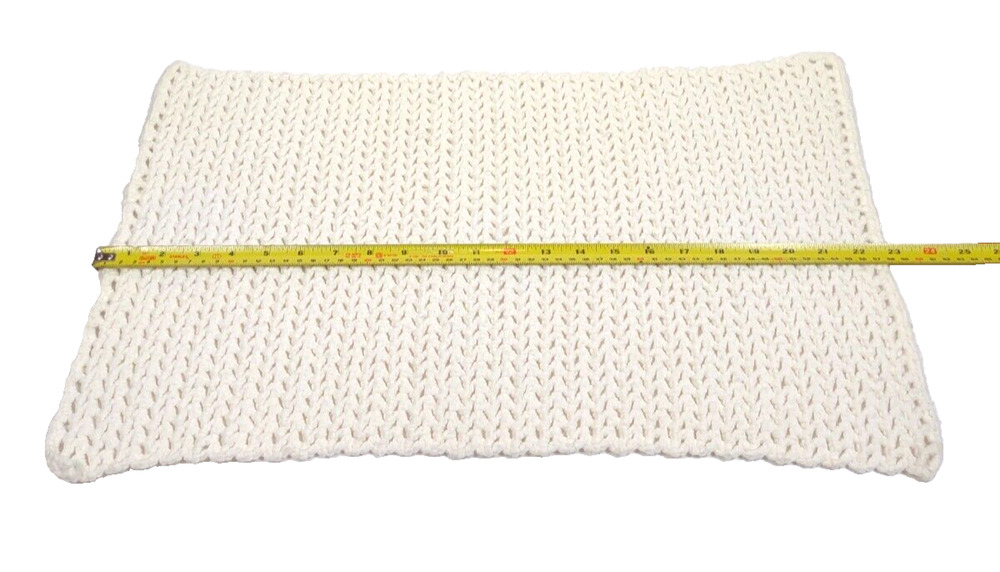 Vintage White Handmade Crocheted Dresser Doily Runner 22 x 14" Rectangle Antique